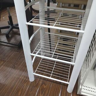 札幌 引き取り カウンターテーブル 収納棚付き 木目✖白 コンパクトサイズの画像
