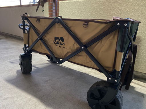 WAQ アウトドアワゴン オリーブ×タン アルミテーブルセット