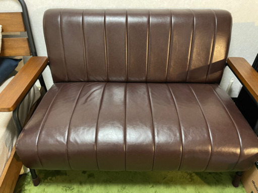 2人用合皮ソファ