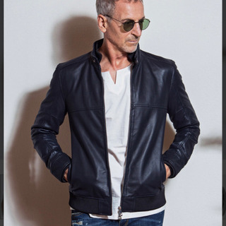 AKM Contemporary レザーブルゾン ブラックの画像