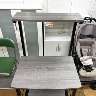 【リサイクルショップ八光　田上店　配達・設置OK】グレー木目調　キッチン家電収納ワゴンの画像