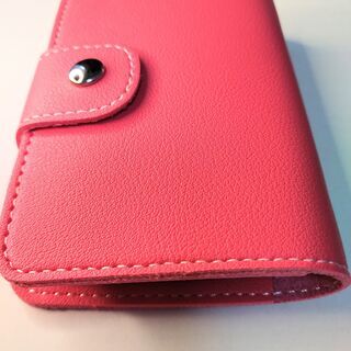 【配送可】カードケース　シンプル　名刺入れ　鮮やかなピンク