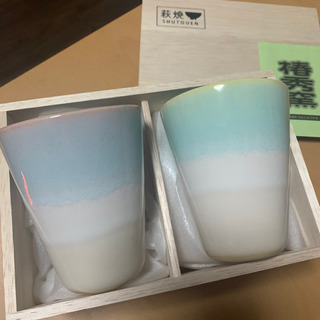 【値下げ】萩陶苑　ペアカップ　木箱入り　陶器