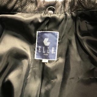 ELLE エル 黒ラムレザージャケット Lサイズ スペインレザー香港製の画像