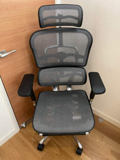 エルゴヒューマン プロ オットマン内蔵型 オフィスチェア グレー エラストメリックメッシュ EHP-LPL KM-10