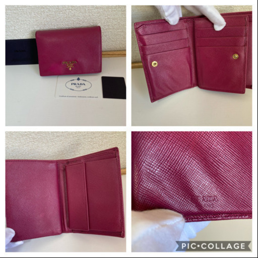 【超定番！】PRADA プラダ サフィアーノ　ピンク　二つ折り 財布