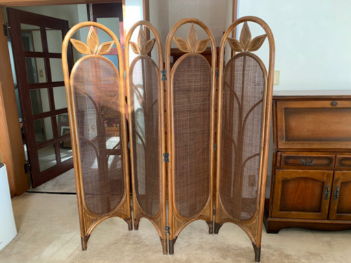 最終案内 アジアン家具 4連籐スクリーン