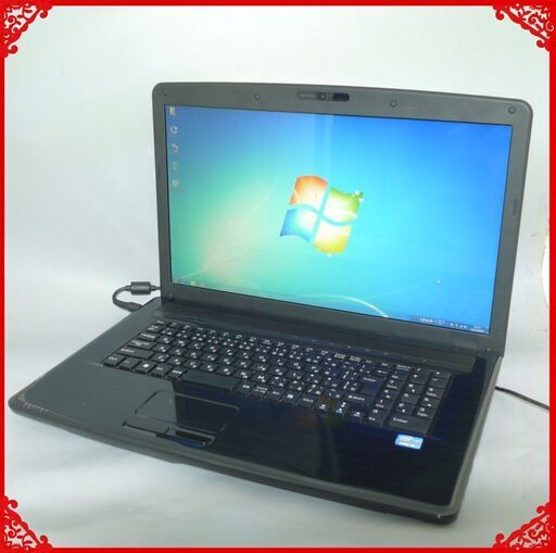 送料無料 一台限定 中古動作良品 17.3型 Prime ノートパソコン 第2世代Core i5 4GB 1TB DVDRW 無線 カメラ Windows7 LibreOffice ブラック