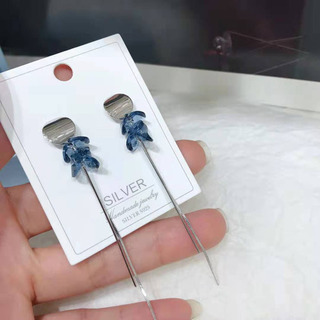 通體純銀配天然水晶耳墜