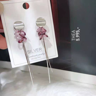 通體純銀配天然水晶耳墜の画像