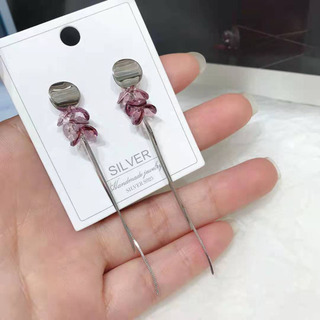 通體純銀配天然水晶耳墜の画像