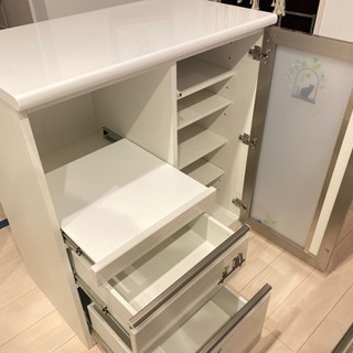 【ニトリ】キッチンカウンター　スライド炊飯器台レンジ台の画像