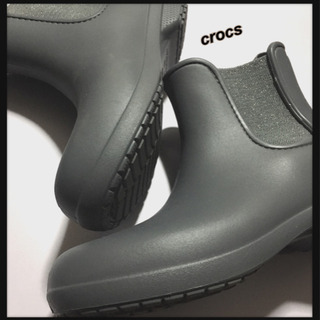 ご購入者様決定[crocs]マットグレーラメレインシューズ 23～23.5cm灰色レインブーツ