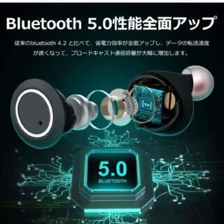 【bluetooth 5.0 イヤホン90時間連続駆動】TWSワイヤレスヘッドセット 瞬時接続自動ペアリング3Dステレオ Hi-Fi高音質/ IPX5/ マイク内蔵/ スポーツインイヤー/ハンズフリー通話 /1200mAh充電ケース付き iPhone/iPad/Android対応 (ブラック)

の画像