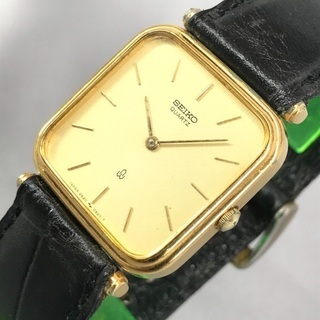 SEIKOセイコー メンズクォーツ ゴールドスクエアフェイス2針...