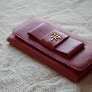 SAFFIANO FIOCCO 二つ折り長財布 レザー ピンク リボン