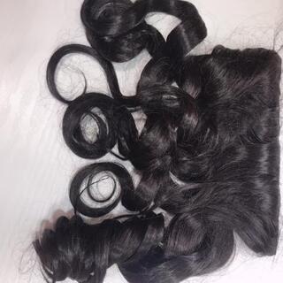 ウィッグ　ブラック　ロングカールヘアの画像
