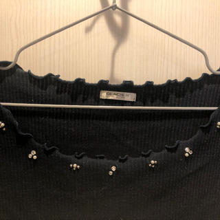 【トップス】ビジュー付きNAVY 伸縮性ありLサイズの画像