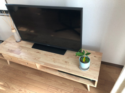 【美品　お洒落】テレビボード　引き出しBOX付き　広々天板　レイアウト自由