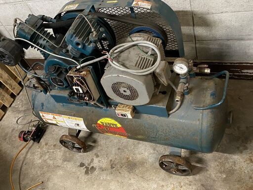 FUJI 富士 エアーコンプレッサー FS-37 5馬力 動作確認済み タンク容量130L エアートラップ付き