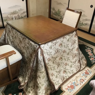 ナショナル　ダイニングテーブルこたつ　3点セット