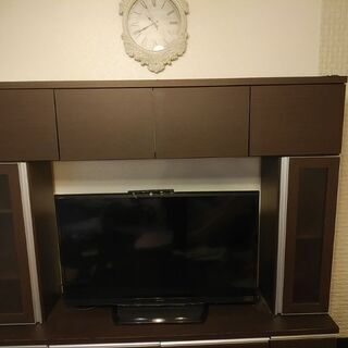 値下げ 収納たっぷり テレビボード 茶 ニトリの画像
