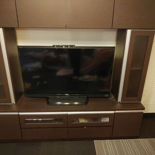 値下げ 収納たっぷり テレビボード 茶 ニトリの画像