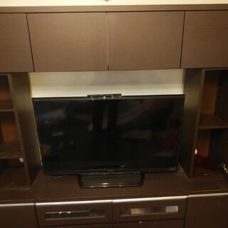 値下げ 収納たっぷり テレビボード 茶 ニトリの画像