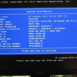 HP Compaq Elite 8200 USDT/第2世代 Core i5-2400S（4コア/最大3.30GHz）/Win10Pro/ ②の画像