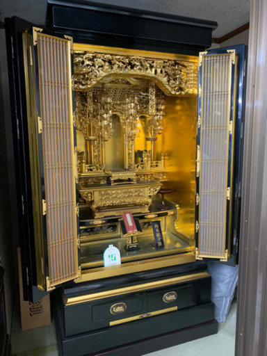 新品未使用　店舗展示品　仏壇　西本願寺　蒔絵　細密彫刻
