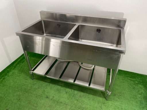 業務用　ステンレス　2層シンク流し台　店舗　飲食店　W1200xD600xH800mm