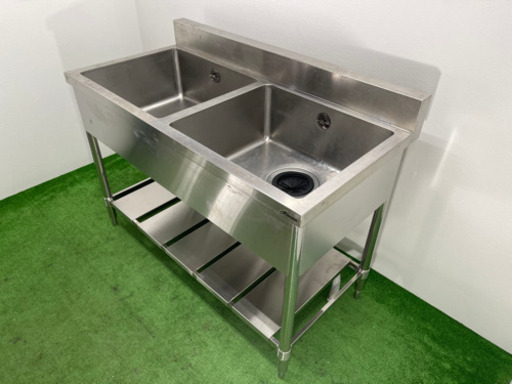業務用　ステンレス　2層シンク流し台　店舗　飲食店　W1200xD600xH800mm