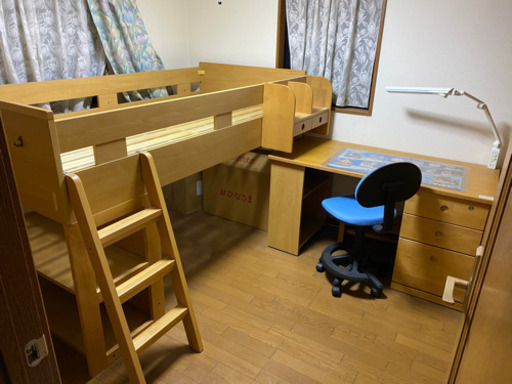 コイズミ 学習机 キッズコンボ マルチ 機能派ベッドデスク (システムベッド)※タンス無し