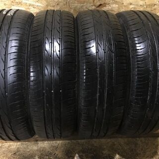 【送料無料】バリ溝 DUNLOP エナセーブ 175/65R14　美品 社外アルミ 14×5.5J +42 4H PCD100　4本セット フィット キューブ コルト 等 /事 DUNLOP ENASAVE EC204 175⁄65R14 14インチ 夏タイヤ 4本 21年製 バリ溝
