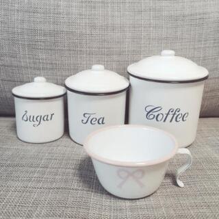 ホーロー　キャニスター3点セット&カップ