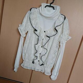 新品ハイネックロンＴ 二点セットＭ白の画像