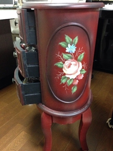 薔薇 猫脚 電話台 チェスト 収納家具