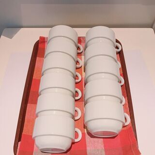 ティー・コーヒーカップ 白シンプル スタッキングカップ11個セッ...