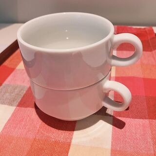 ティー・コーヒーカップ 白シンプル スタッキングカップ11個セット　※引き取りに来てくださる方の画像