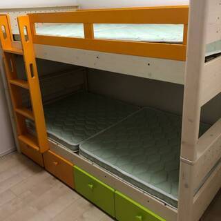美品 ヒカリサンデスク 上質 二段ベッド ヒュッテ HUTTE ...
