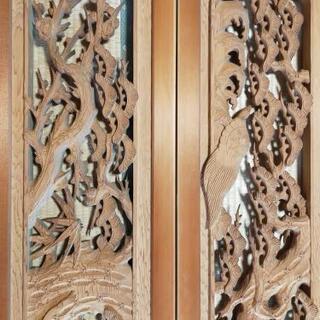 欄間　ランマ　彫刻　松梅鶴　興秀刀の画像