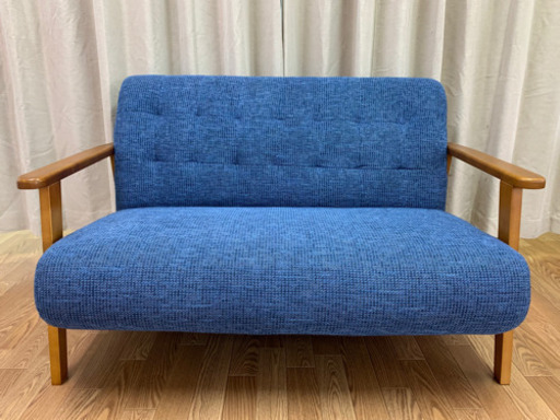 ソファ 北欧 2人がけ 青 家具 木 おしゃれ 一人暮らし
