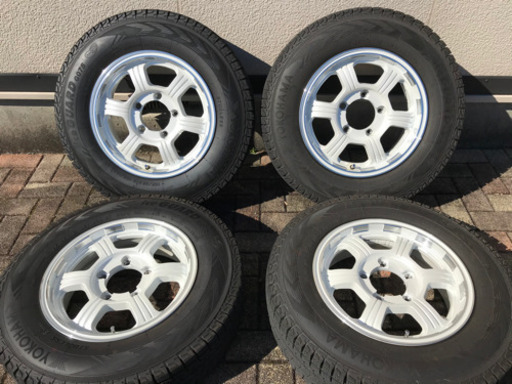 ジムニー スタッドレス 185/85R16 2017年製 YOKOHAMA iceGUARD SUV G075 リフトアップサイズ PREMIX FANG アルミホイール JA11 JB23 SJ30