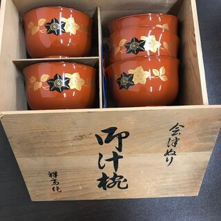 店頭販売済み😻にゃんにゃんセール😸汁椀　5個セット　天然木加工品...