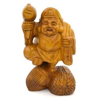  インテリア 大黒天 欅 木彫りのオブジェ  雑貨 インテリア ...