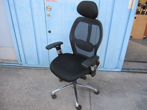 事務イス　ヘッドレスト付き　メッシュチェア　肘あり　150-SNC097