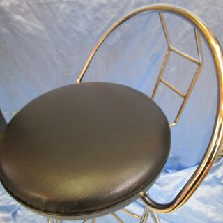 業務用・店舗用・イベント用　高さ調節レバー付 背もたれ付 座椅子部回転 足置き付 イス チェアー 中古品の画像