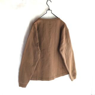 【90s】Woolrich ヘンリーネック スウェット 凹凸縞柄 Mの画像