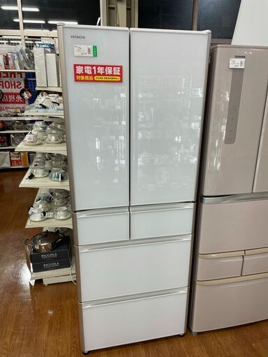 ヒタチ　6ドア冷蔵庫　475L　2020年製　R-X48N　側面キズ有特価品