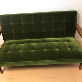 カリモク60  Kチェア2シーター　モケットグリーン　交渉可能